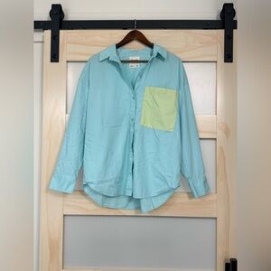 Abercrombie Oversized Button Front Shirt Medium | Colorblock Pocket